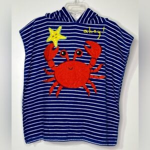 Tommy Bahama Kids Blue Striped Crab Towel Hooded Poncho 24" x 48"